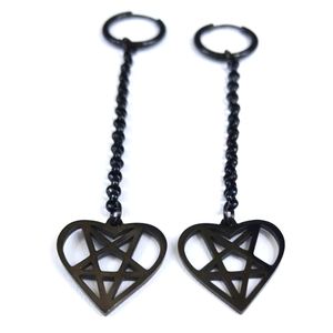 Inverted pentagram heart earings